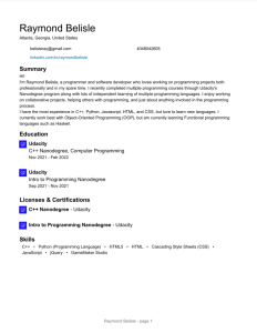 Thumbnail of my resume
